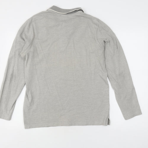 Jack & Jones Men's Grey Long Sleeve Polo M
