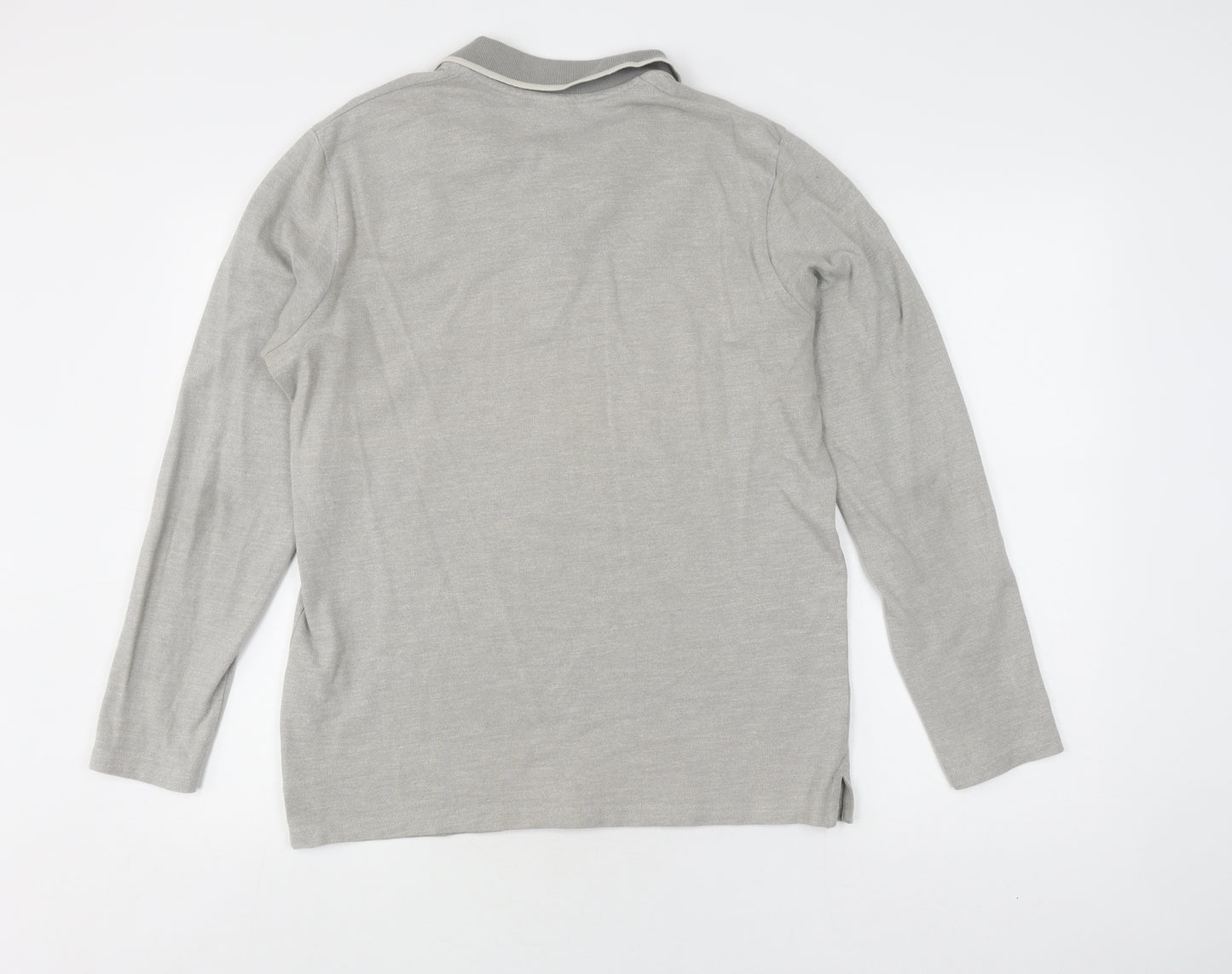 Jack & Jones Men's Grey Long Sleeve Polo M