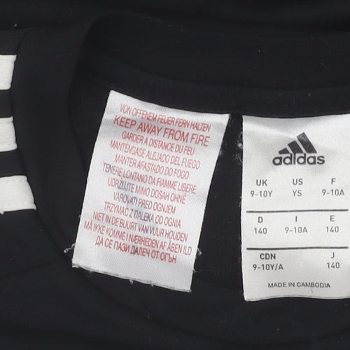 Adidas Boys' Black 9-10 T-Shirt, Climalite, Breathable