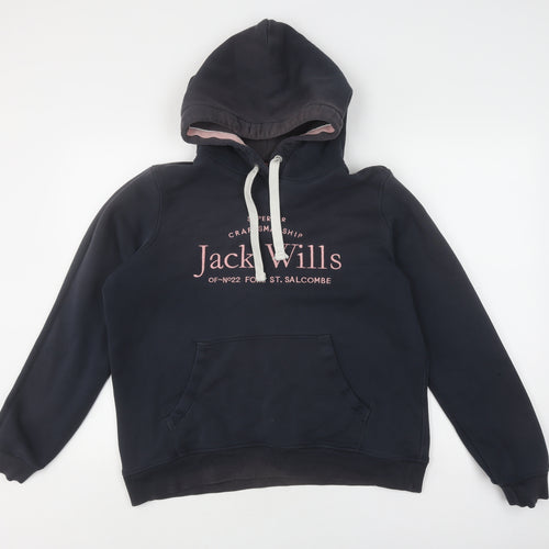 Jack Wills Women's Black Pullover Hoodie Size 16