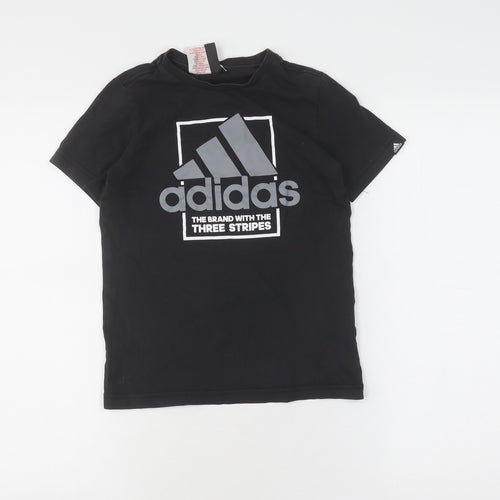 Adidas Boys Black Logo T-Shirt, 9-10 Years, Short Sleeve