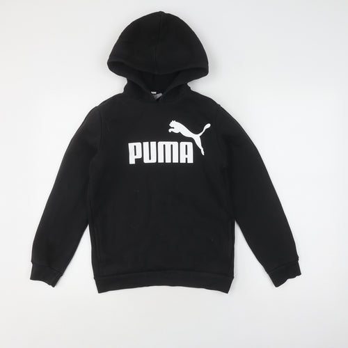 Puma Boys Black Hoodie Pullover 11-12 Years Sports Logo