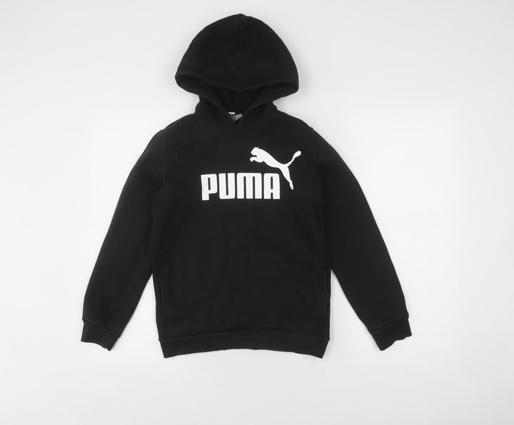 Puma Boys Black Hoodie Pullover 11-12 Years Sports Logo