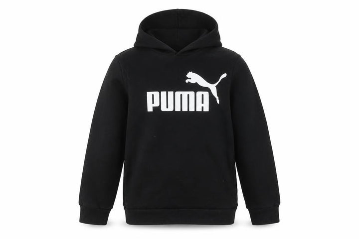 Front view of Puma boys’ black hoodie pullover 11-12 years sports logo