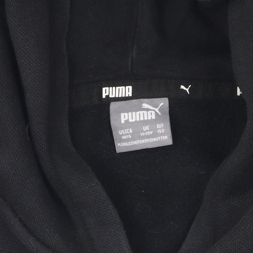 Puma Boys Black Hoodie Pullover 11-12 Years Sports Logo