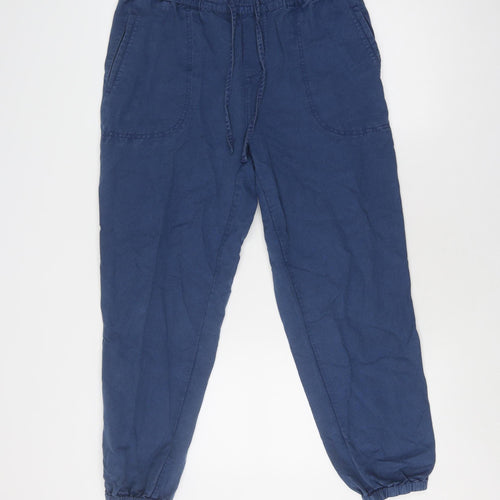 FatFace Women's Blue Linen Cotton Joggers Size 12
