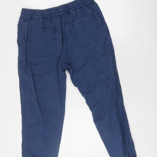 FatFace Women's Blue Linen Cotton Joggers Size 12