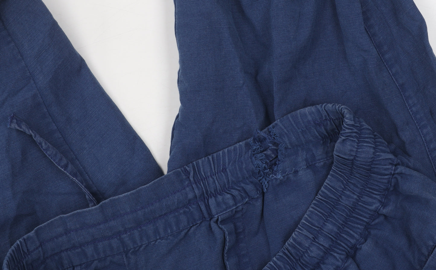FatFace Women's Blue Linen Cotton Joggers Size 12