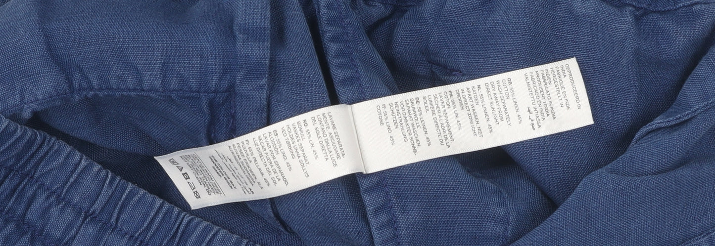 FatFace Women's Blue Linen Cotton Joggers Size 12