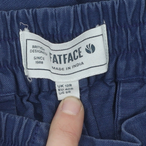 FatFace Women's Blue Linen Cotton Joggers Size 12