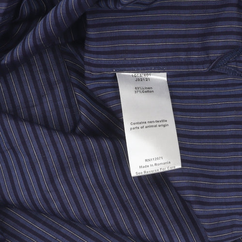 Jigsaw Unisex Adults Blue Striped Long Sleeve Shirt