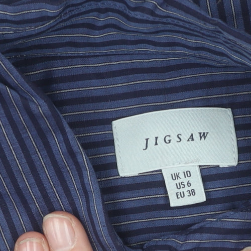 Jigsaw Unisex Adults Blue Striped Long Sleeve Shirt