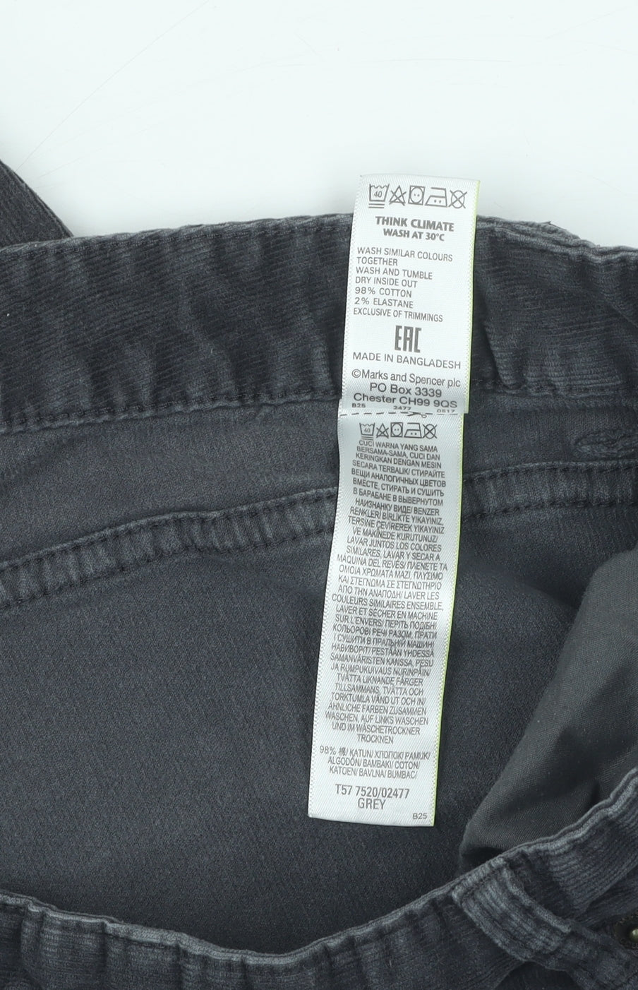 Marks and Spencer Women’s Grey Corduroy Trousers Size 20