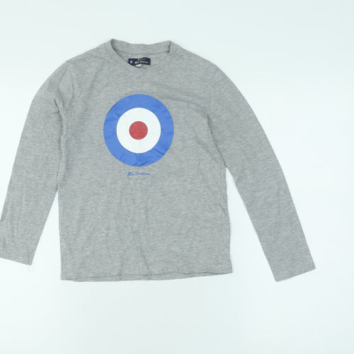 Ben Sherman Boys Grey Long Sleeve T-Shirt, Logo Design, Size 8-9