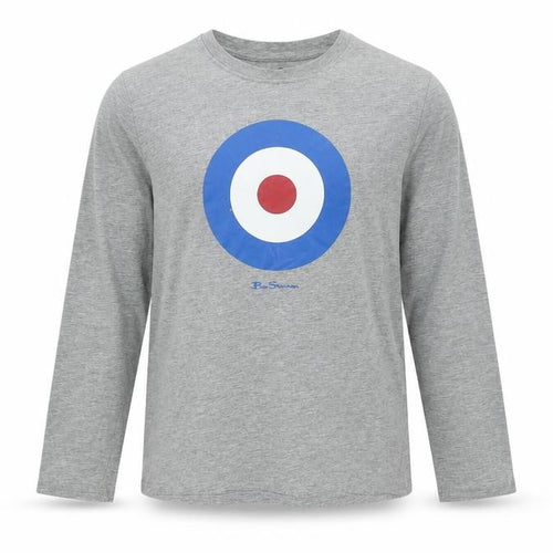 Ben Sherman Boys Grey Long Sleeve T-Shirt, Logo Design, Size 8-9