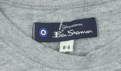 Ben Sherman Boys Grey Long Sleeve T-Shirt, Logo Design, Size 8-9