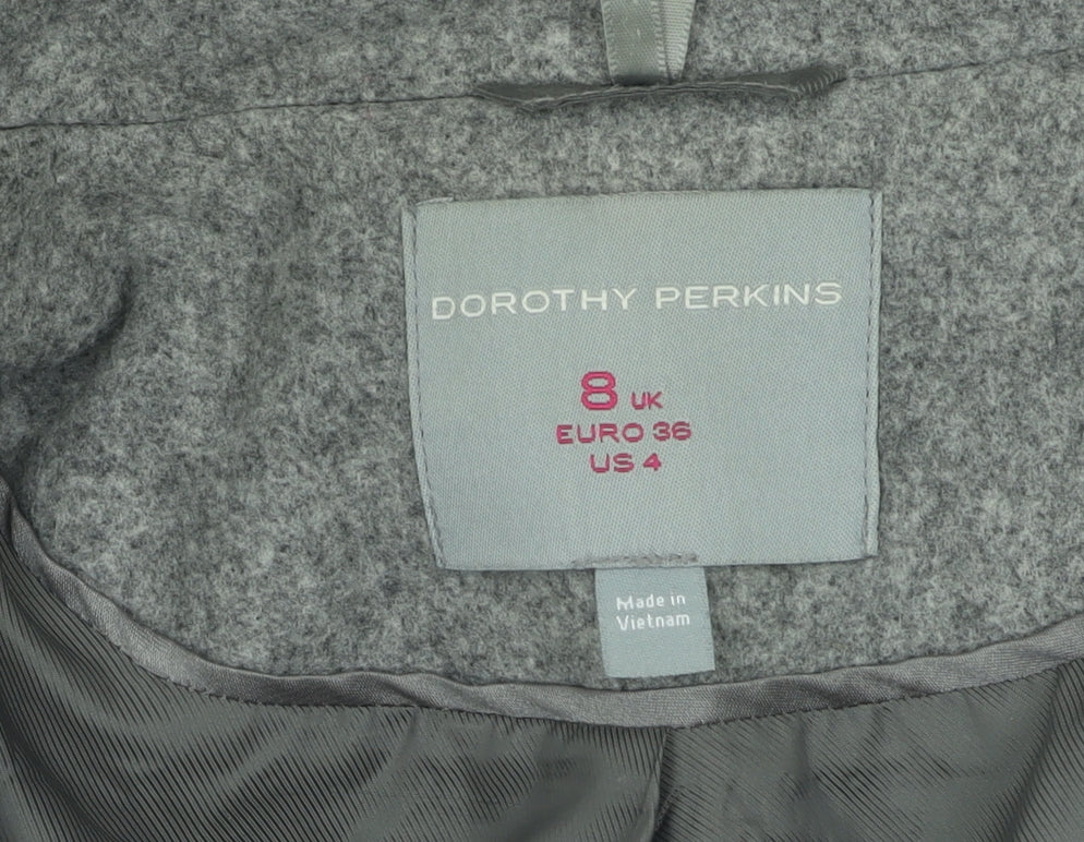 Dorothy Perkins Grey Women's Pea Coat Size 8