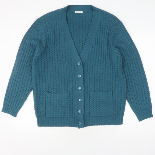 Damart Women's Blue V-Neck Cardigan, Size L