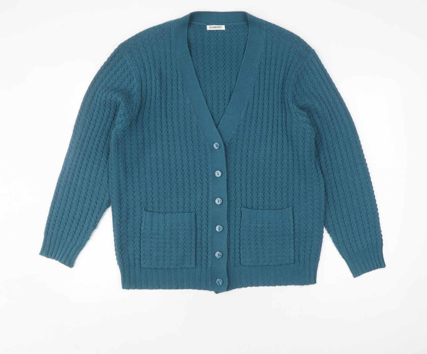 Damart Women's Blue V-Neck Cardigan, Size L