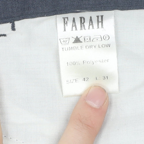 Farah Men's Blue Regular Fit Trousers, Size 42