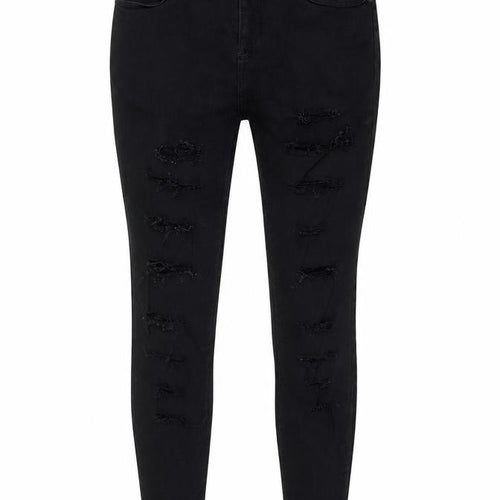 Topshop Women's Black Skinny Jeans (Size L) Slim Distressed