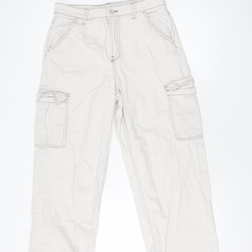 H&M Women's Beige Cargo Trousers Cotton Size 10
