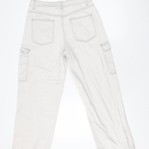 H&M Women's Beige Cargo Trousers Cotton Size 10