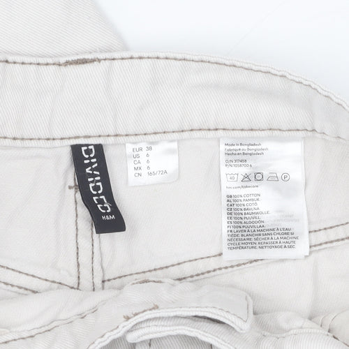 H&M Women's Beige Cargo Trousers Cotton Size 10