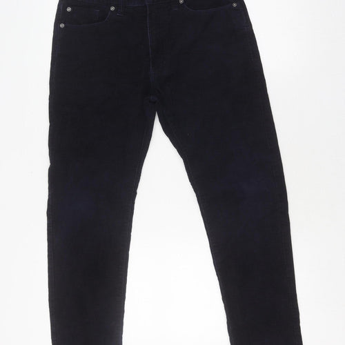 Marks and Spencer Unisex Corduroy Trousers - Blue, Size 30