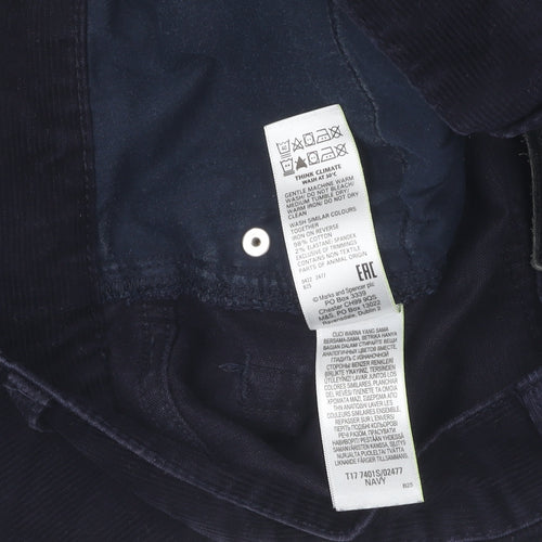 Marks and Spencer Unisex Corduroy Trousers - Blue, Size 30