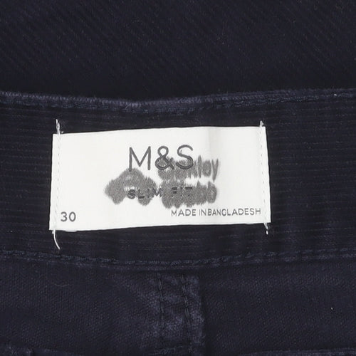 Marks and Spencer Unisex Corduroy Trousers - Blue, Size 30