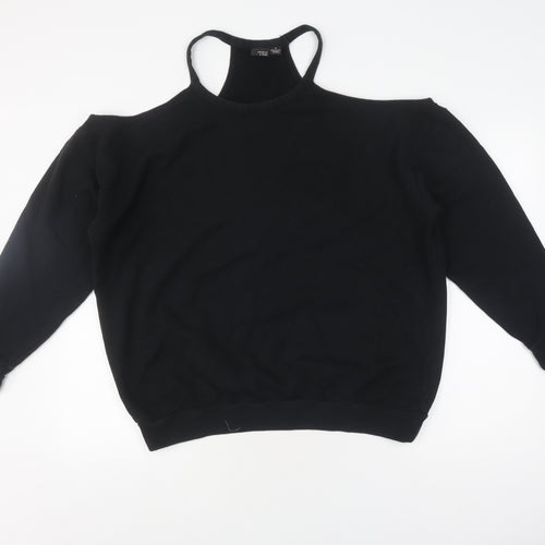 Sparkle & Fade Women's Black Cold Shoulder Sweatshirt S