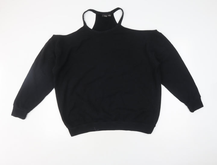 Sparkle & Fade Women's Black Cold Shoulder Sweatshirt S