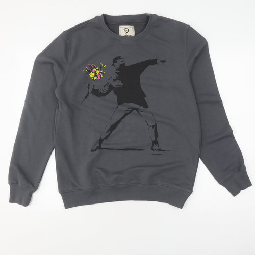S-Ponder Grey Cotton Unisex Art Sweatshirt L