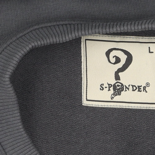 S-Ponder Grey Cotton Unisex Art Sweatshirt L