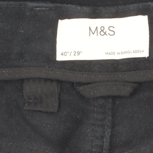 Marks and Spencer Men's Black Trousers, Size 42, Cotton Blend