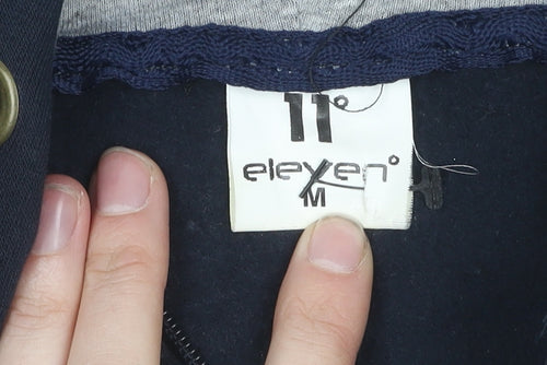 11 Degrees Men's Blue Full Zip Hoodie, M - Logo Accents