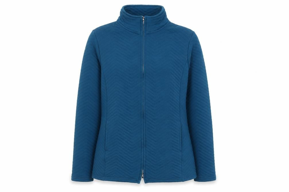 Front view of Tulchan Women's Blue Mid-Length Jacket, size 12