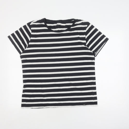 Lee Men's Black & White Striped Cotton T-Shirt L