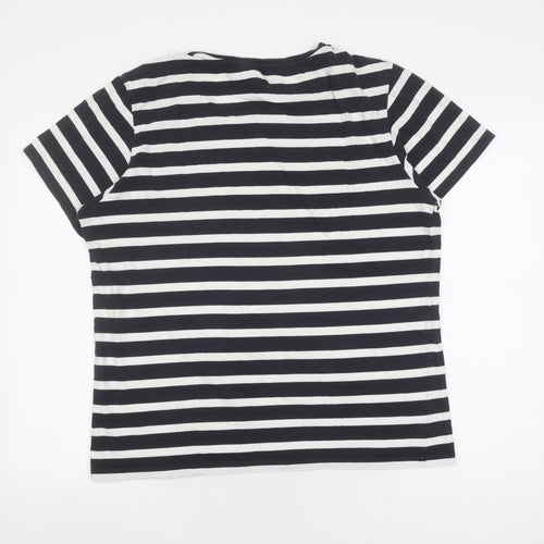 Lee Men's Black & White Striped Cotton T-Shirt L