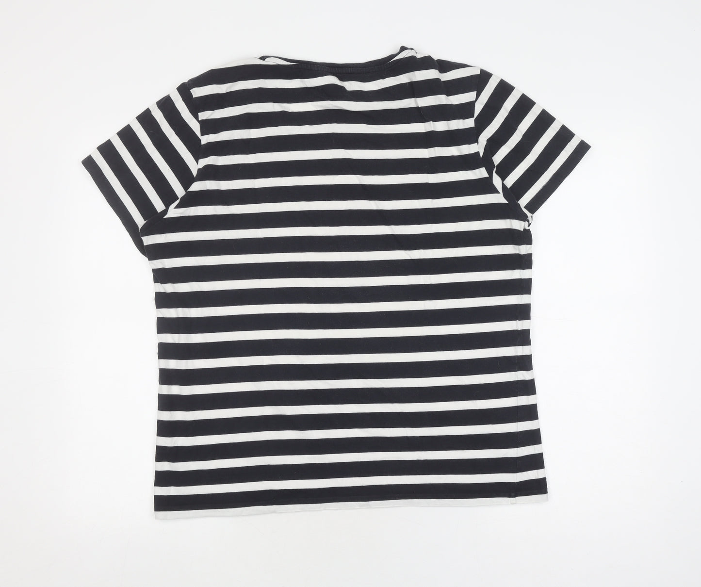Lee Men's Black & White Striped Cotton T-Shirt L