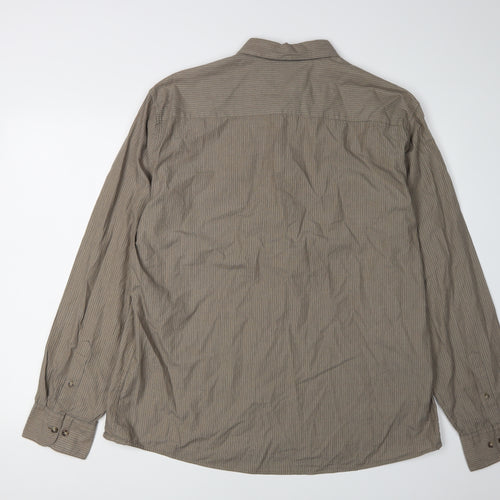 Marks and Spencer Men's XL Brown Striped Shirt