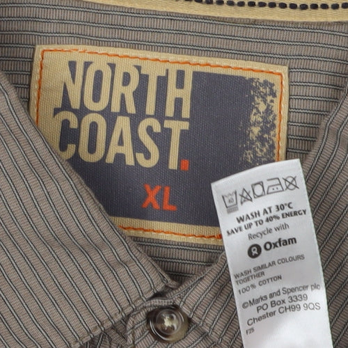 Marks and Spencer Men's XL Brown Striped Shirt