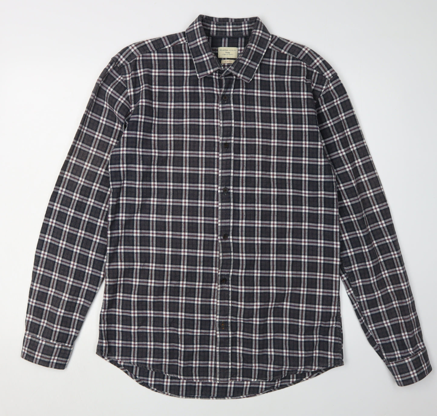 Selected Homme Men's Slim Fit Check Shirt Black M