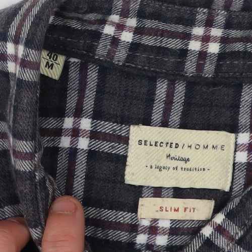 Selected Homme Men's Slim Fit Check Shirt Black M