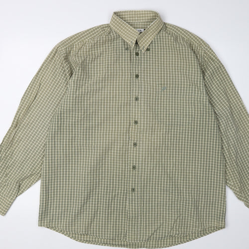 Farah Men's Green Check Long Sleeve Button-Up Shirt L