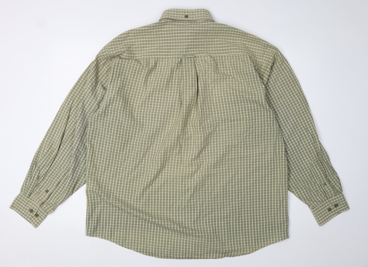 Farah Men's Green Check Long Sleeve Button-Up Shirt L