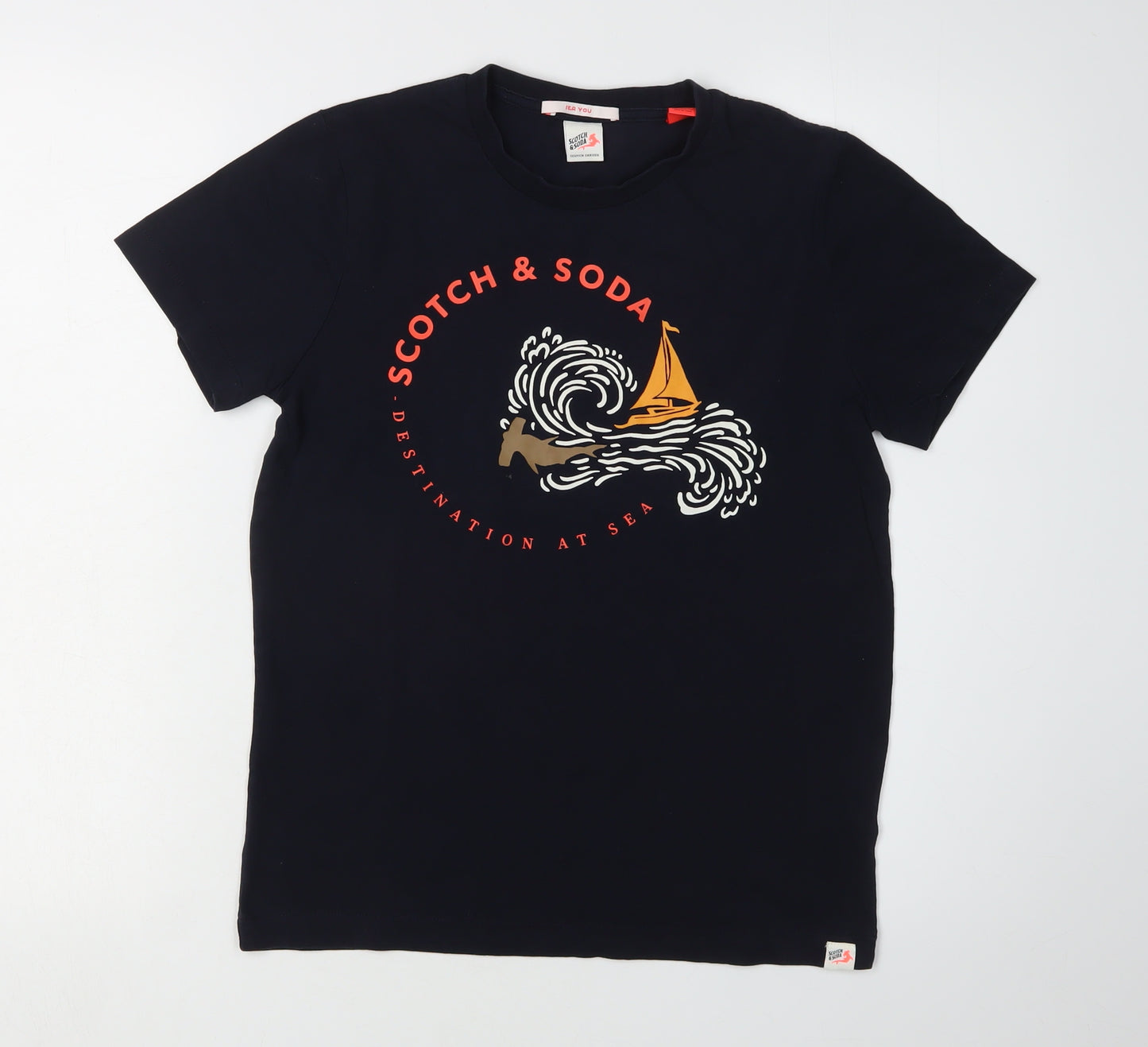 Scotch & Soda Unisex Kids Black Graphic T-Shirt Size 12