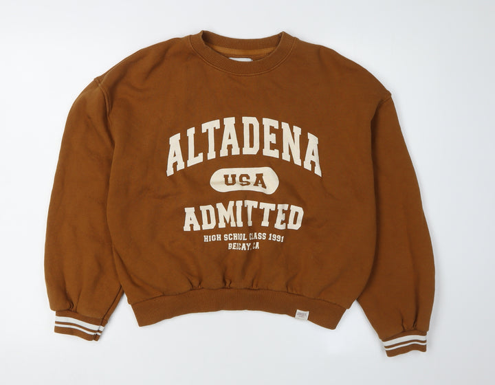 Women's Brown Pullover Sweatshirt XS - Casual College Style
