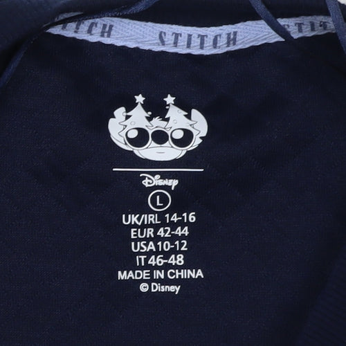 Disney Women's Navy Stitch Sweatshirt L, Christmas Theme